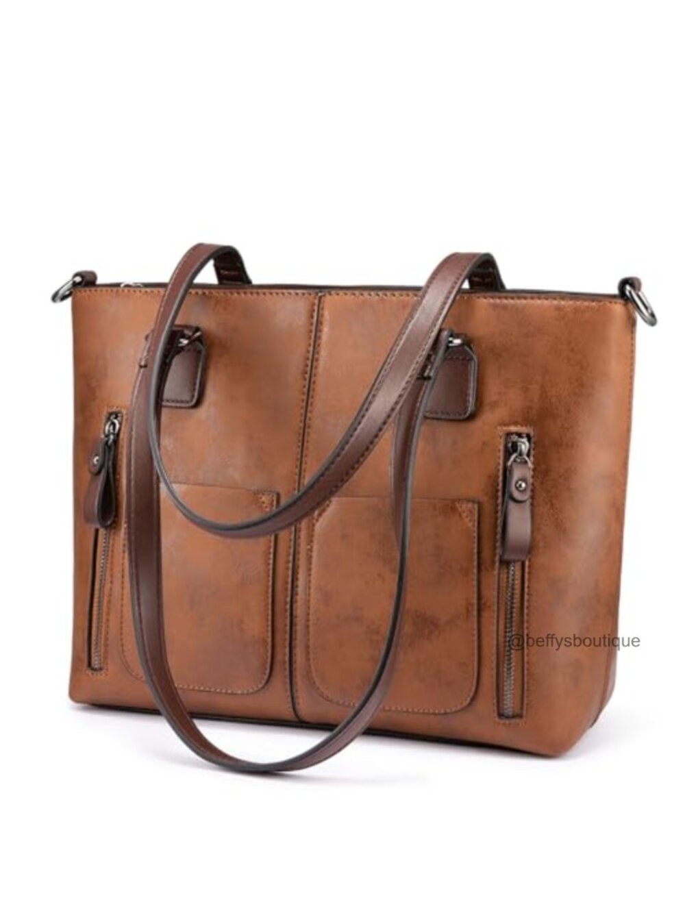 Large Hobo Shoulder Bag Faux Leather Work Tote with Multi-Pockets Adjustable